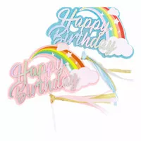 Cake Topper Happy Birthday / rainbow pelangi / topper pelangi
