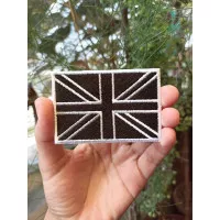 Emblem Patch Bordir Bendera Inggris England Hitam Putih UK 7.5x5 Cm