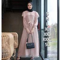 Baju muslim wanita gamis brukat dress maxi big size S M L XXL 5L mira