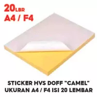 Kertas Sticker Doff HVS Camel ukuran A4 / F4 | isi 20 lembar