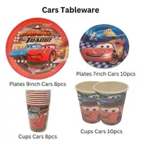 Paper Plates Cups McQueen Cars/Piring Gelas Kertas Mobil Balap Pesta