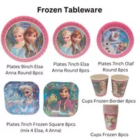 Paper Plates Cups Frozen Anna Elsa Olaf/Piring Gelas Kertas Pesta Anak