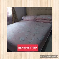 sprei set anti geser katun cvc motif animal leaf putih uk 200/160/180