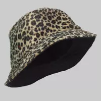 Topi Bucket Hat Jaguar Loreng Tutul Cream Hitam Buckethat Bludru