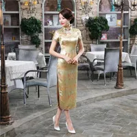 Dress Midi Cheongsam Traditional Elegant Silky Flowery Imlek CNY TSB