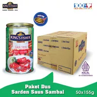Paket 1 dus 50pc King`s Fisher Sarden mini saus sambal Makanan Kaleng
