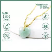 Kalung Titanium Wanita Liontin Love Batu Giok Natural Jadeite Jade Ori