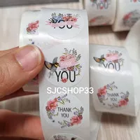 1 roll isi 500 pcs sticker label thank you flower bird set 2,5cm