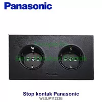 double stop kontak socket hitam black style e panasonic WESJP11222B CP