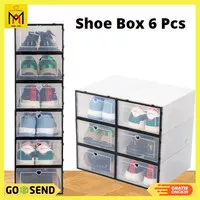Kotak Susun Rak Plastik Tempat Sepatu Organizer Shoe Box 6 PCS Size L