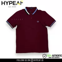 FRED PERRY Twin Tipped Maroon Polo Shirt - Skyblue White Black