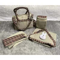 Tas Bayi Set 4 in 1 Motif Kotak/Perlengkapan Travel bayi