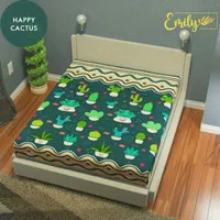 SPREI SET WATERPROOF MOTIF HAPPY CACTUS UKURAN 90 sd 200