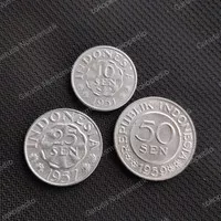 Set Uang Koin Kuno 3 Keping 10 25 50 Sen Indonesia  - Bagus