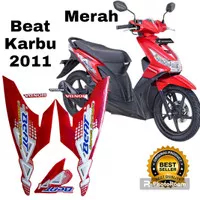 striping honda beat karbu 2011 merah, lis body motor beat 2011 merah