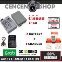 Battery AList Canon LP-E8 2280mAh Baterai Camera Dual Fast Charger