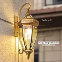 Lampu dinding hias kuningan tinggi 55cm modern gold kaca waterproof