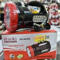 Senter + Emergency AOKI AK-6638S 2W + 12 LED Premium