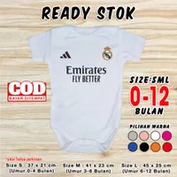 Jumper bola bayi Real Madrid romper kaos baju newborn 0-12 bulan