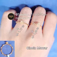 Cincin Rose Mawar Emas Kuning 700 Kadar 16k