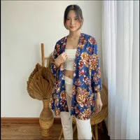 Cardigan Kimono Oversize Batik, Outer Kimono Cardigan Wanita Katun