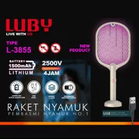 LUBY L-3855 RAKET NYAMUK ELECTRIC LED VIOLET SWATTER CAS ULANG TERBAIK