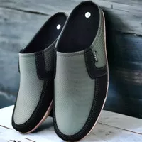 Sepatu Sandal Pria Selop Slop Bustong Kulit Sol Karet Sintetis Premium