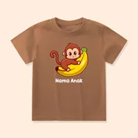 Baju Kaos Anak Monyet Pisang Custom Nama Laki-laki Perempuan HWN-02 B