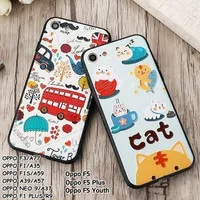 For Oppo A83 A71 A39 A57 A37 Neo 9 - 3D Relief London Cat Case Casing