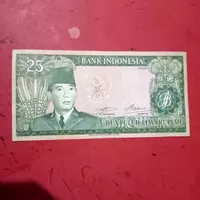 Uang kertas kuno Rp 25 Soekarno 1960 Sukarno uang lama koleksi TP75st