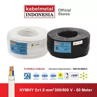 Kabel Metal - Kabel NYMHY 2x1.5 mm 50 Meter Serabut Tembaga KMI SNI