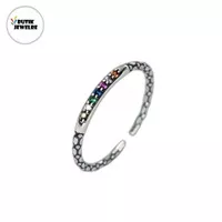 Cincin Wanita Tipis Sterling Silver 925 Permata Jewelre Open Ring