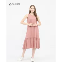 Zalmore Sleeveless Midi Dress With Ruffle Premium Cotton