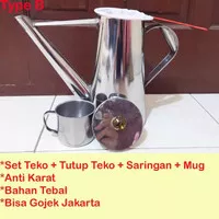 1 SET Teko Thai Tea + Mug + Saringan Teh Tarik Dum Dum Tebal Tp Murah