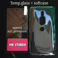 Tempered glass anti gores plus softcase case sony xperia Xz2 premium