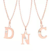 Diamond & Co - Kalung Berlian Wanita Alphabet (RANTAI + LIONTIN) (A-I)