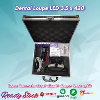 Dental Loupe Surgical Magnifer Glass 3.5x 420mm LED dan Allumunium Box