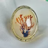 Cincin Batu Akik Dendrite Motif Natural/100%Batu alam