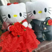 Boneka Hello Kitty Jumbo Wedding Couple Lucu Fluffy Murah Sepasang