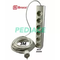 Stop Kontak Colokan BROCO 6 Lubang 16A Kabel 3x1.5mm SUPREME 3 Meter