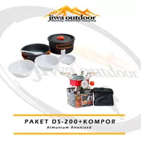 cooking set kompor portable kotak k-202 camping lengkap 1 set nesting