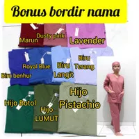 baju OK/Scrub/Baju Jaga/baju perawat lengan panjang bordir nama gratis