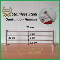 Gantungan Handuk Stainless HR 60-03 (60cm) 3 baris, Klasik