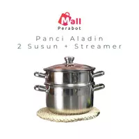 Panci Tinggi 2 Susun Stokpot Aladin 22 Cm Stainless Steel Tebal