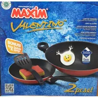 MAXIM VALENTINO SET 2pc WAJAN 30cm FRYPAN 22cm BONUS SPATULA N SPONS