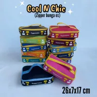 Tas Tupperware Cool N Chic motif kotak zipper bunga es