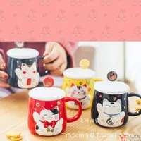 MUG KERAMIK CUTE CAT KUCING NEKO LUCKY HOKI CAT GELAS AIR MINUM