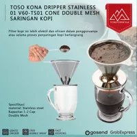 TOSO Kona Dripper Stainless 01 V60-TS01 Cone Double Mesh Saringan Kopi