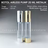 Botol Airless PUMP 20ml untuk Skincare Serum Mini Travel Kit Refill