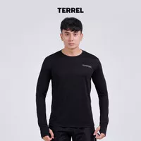 Terrel basic long sleeve black baju olah raga pria lari running gym